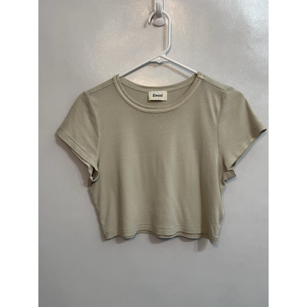 Elwood Size Large Cropped T Shirt Womens Tan Organic Cotton